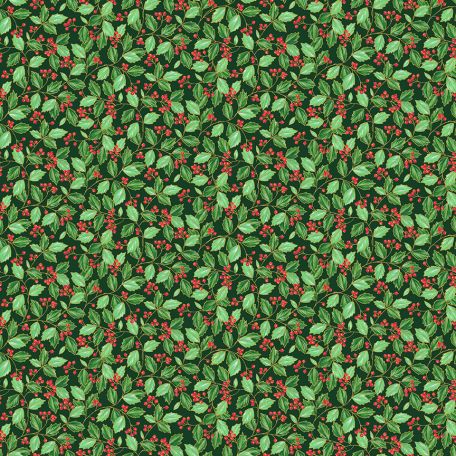 Tissu patchwork houx vert - Festive Foliage