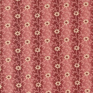 Tissu patchwork fleurs crèmes et rayures rose bordeaux - Kate's Garden Gate 
