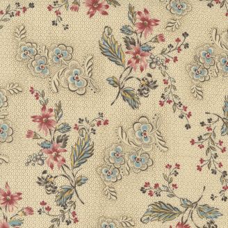 Tissu patchwork fleurs et alvéoles crème - Kate's Garden Gate 