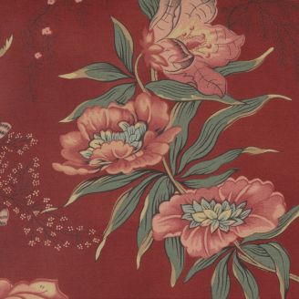 Tissu patchwork grandes fleurs rouge foncé - Kate's Garden Gate 