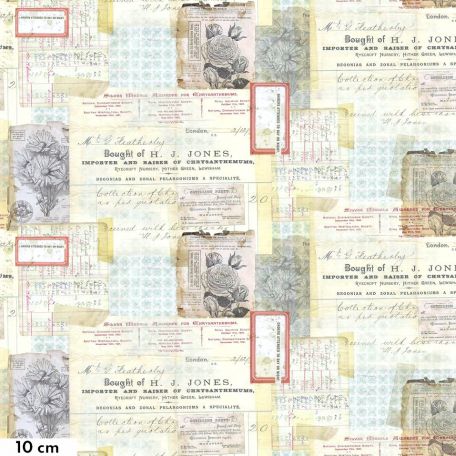 Tissu patchwork collage Chrysanthemum - Memoranda I de Tim Holtz