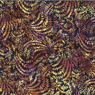 Tissu batik lianes jaunes fond foncé