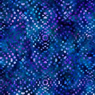 Tissu patchwork fleurs abstraites bleu indigo - Valencia