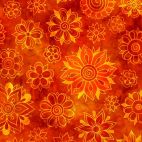 Tissu patchwork fleurs mandala orange - Bohemian Dreams