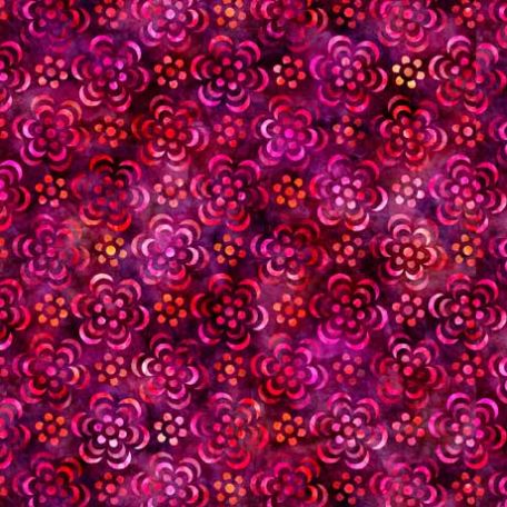 Tissu patchwork fleurs géométriques fuchsia - Bohemian Dreams