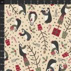 Tissu patchwork Lynette Anderson pingouins de Noël - Three Wise Penguins