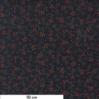 Tissu patchwork buis rouge fond noir - Adamstown de Jo Morton