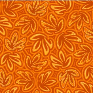 Tissu patchwork aborigène grandes feuilles orange - Pannotia