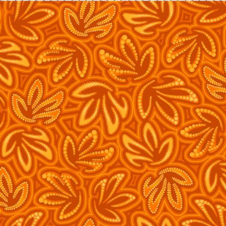 Tissu patchwork aborigène grandes feuilles orange - Pannotia