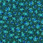 Tissu patchwork aborigène chrysanthèmes turquoise - Pannotia