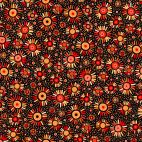 Tissu patchwork aborigène chrysanthèmes brun rouge - Pannotia