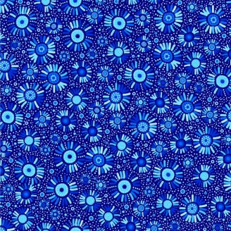 Tissu patchwork aborigène chrysanthèmes bleu - Pannotia