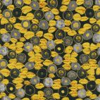 Tissu Gustav Klimtgrains dorés et corolles noir