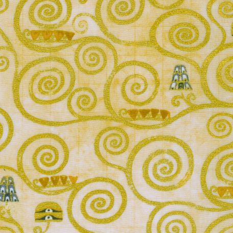 Tissu Gustav Klimt arbre en volutes dorées crème
