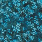 Tissu batik branchages bleu canard ton sur ton