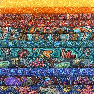 12 coupons de tissus Aborigènes Pannotia collection complète