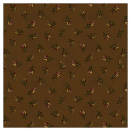 Tissu patchwork Kim Diehl brin fleuri marron - Chocolate Covered Cherries