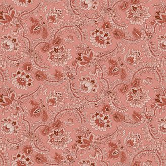Tissu patchwork Kim Diehl fleurs indiennes rose - Chocolate Covered Cherries
