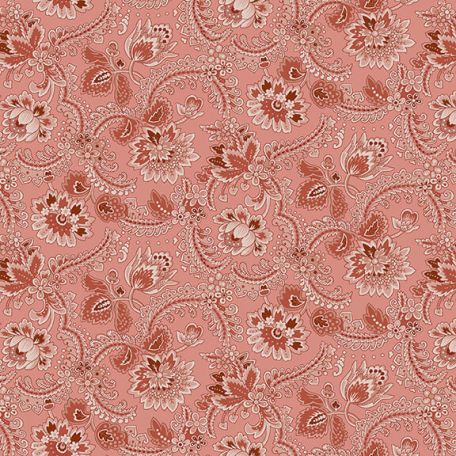 Tissu patchwork Kim Diehl fleurs indiennes rose - Chocolate Covered Cherries