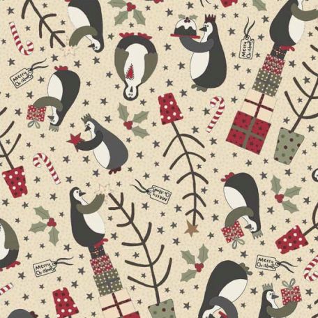 Tissu patchwork Lynette Anderson pingouins de Noël - Three Wise Penguins