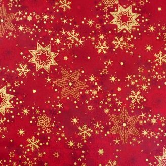 Tissu patchwork flocons et étoiles rouge - Star Sprinkle