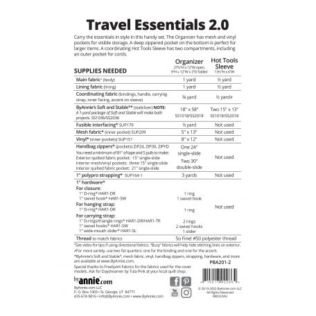 Patron Travel Essentials 2.0 - By Annie (en anglais)