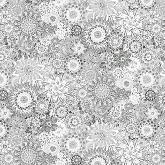 Tissu en grande largeur (270 cm) crochet floral blanc gris