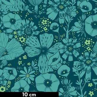 Tissu patchwork cachette de fleurs bleu galaxy - Firefly de Sarah Watts
