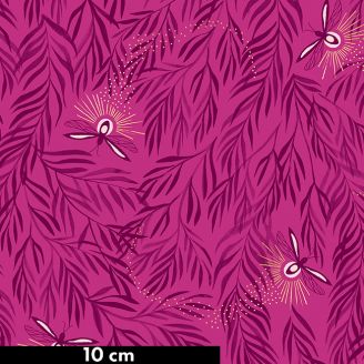 Tissu patchwork lucioles rose framboise - Firefly de Sarah Watts