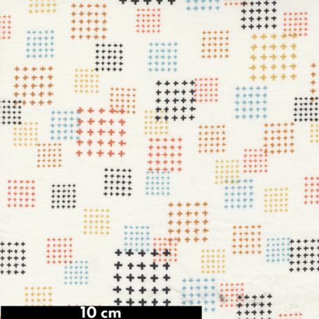 Tissu patchwork points en croix multi fond écru- Lazy Afternoon de Zen Chic