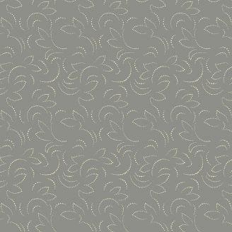 Tissu patchwork gris moyen esquisse de feuillages - Veranda de Renee Nanneman