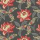 Tissu patchwork grande fleur rouge fond gris foncé - Veranda de Renee Nanneman