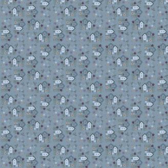 Tissu patchwork nichoirs bleu gris - Garden of Flowers de Lynette Anderson