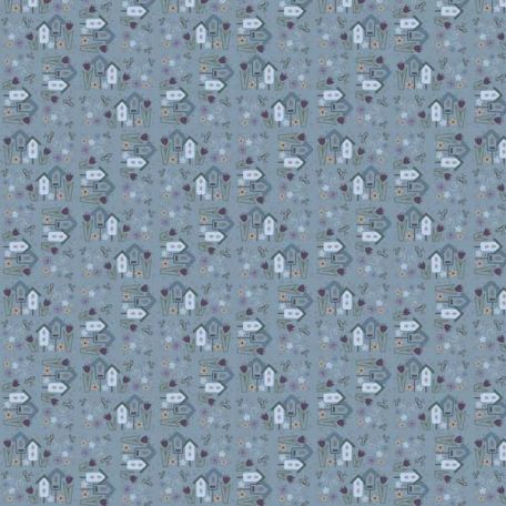 Tissu patchwork nichoirs bleu gris - Garden of Flowers de Lynette Anderson