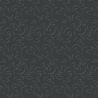 Tissu patchwork gris foncé esquisse de feuillages - Veranda de Renee Nanneman