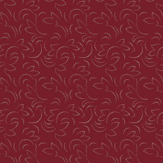 Tissu patchwork rouge foncé esquisse de feuillages - Veranda de Renee Nanneman