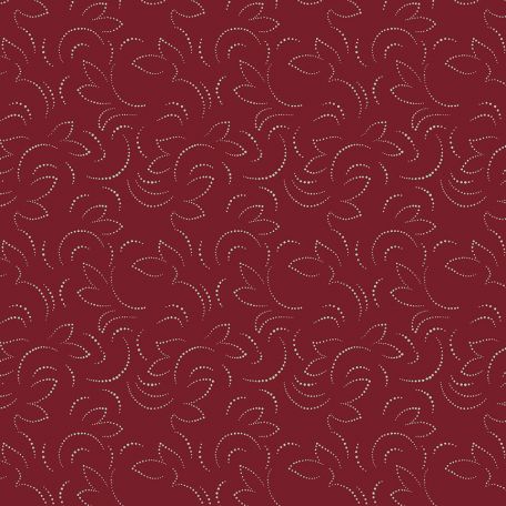 Tissu patchwork rouge foncé esquisse de feuillages - Veranda de Renee Nanneman