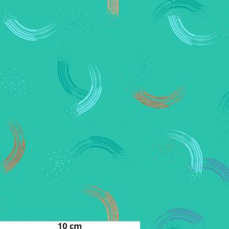 Tissu patchwork coups de pinceaux fond lagon - Twirl de Sarah Watts