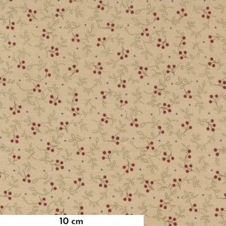 Tissu patchwork buis rouge fond beige - Adamstown de Jo Morton