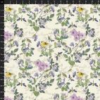 Tissu patchwork mésange et fleurs écru - Secret Garden