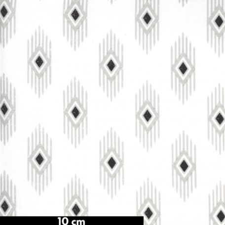 Tissu patchwork motif amérindien blanc