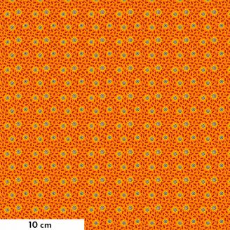 Tissu patchwork Papaye orange - Tropicalism d'Odile Bailloeul