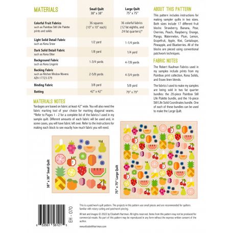 The Produce Section, les fruits - Modèle de patchwork d'Elizabeth Hartman (en anglais)