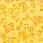 Tissu batik fleur hibiscus et feuilles jaune