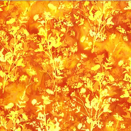 Tissu batik bouquet des champs orange citrouille