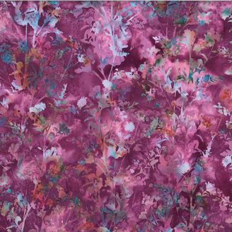 Tissu batik bouquet des champs rose framboise