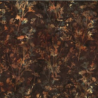 Tissu batik bouquet des champs brun capuccino