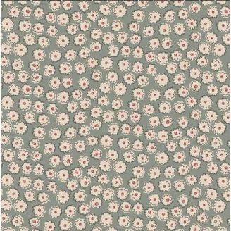 Tissu patchwork oeillets blancs fond gris - Market Garden d'Anni Downs