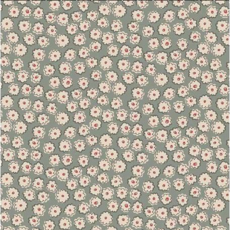 Tissu patchwork oeillets blancs fond gris - Market Garden d'Anni Downs