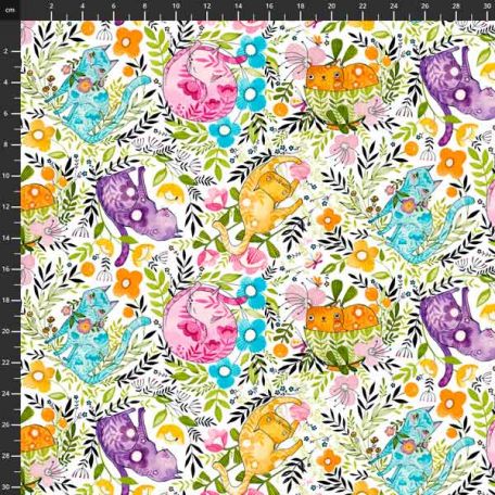 Tissu patchwork chats en couleurs - Here Kitty de Cori Dantini